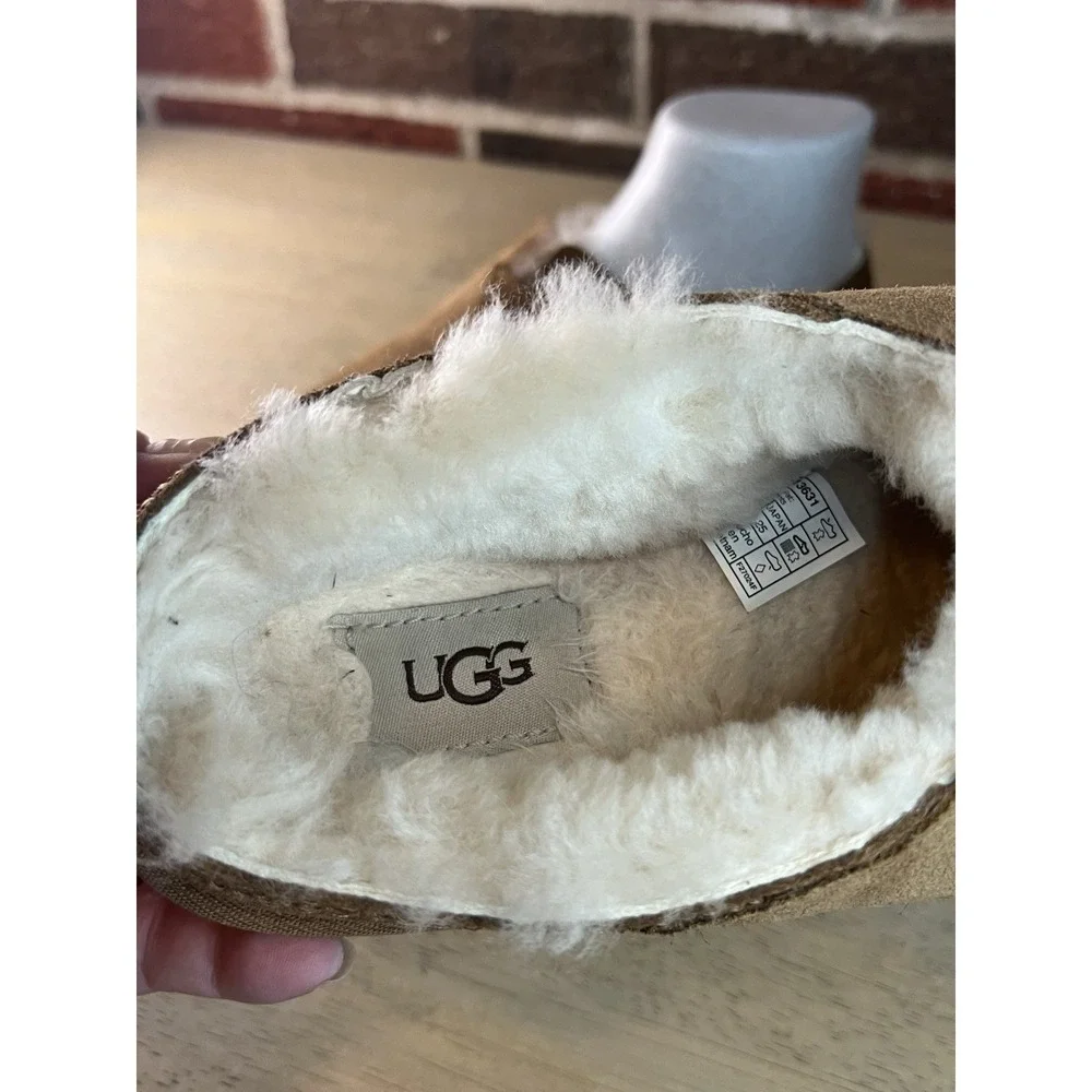 UGG Mens Neuman Slipper Shoes Slip On Chestnut Suede Shearling‎ Size 7